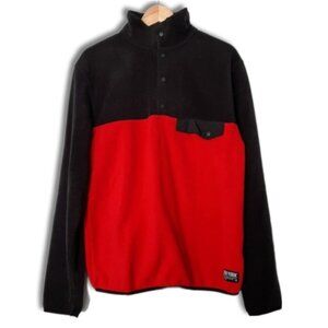 ZOO YORK Half Snap Button Fleece Sweatshirt Red & Black Pullover Top Men's Sz M